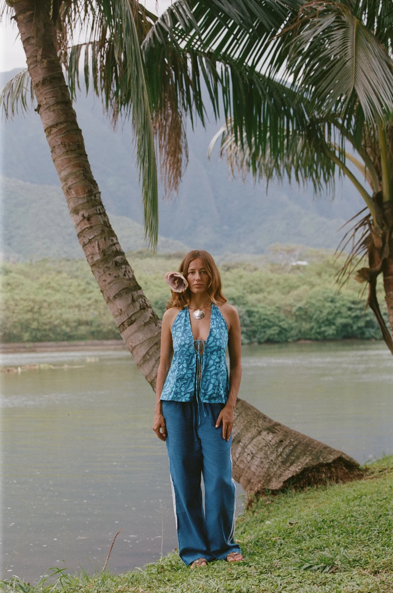 Puka Linen Pant - Ocean - Image 3